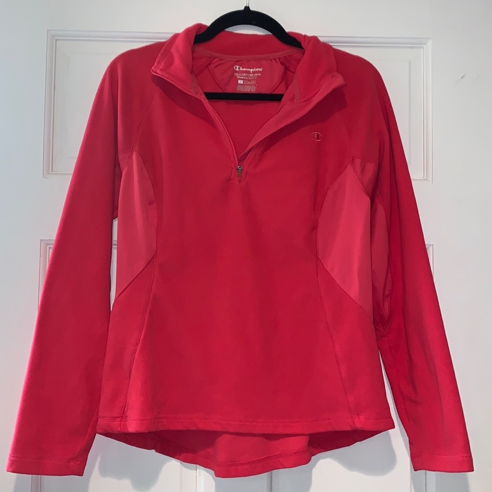 Champion Quarter Zip Soft Fleece Mock Pullover Size Medium Hot Pink - Picture 3 of 12